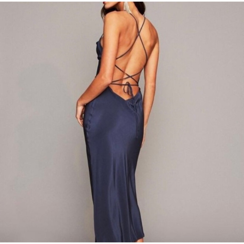 Stone Cold Fox Silk Temptation Gown in Slate Blue - Size 1 - NEW, NEVER WORN